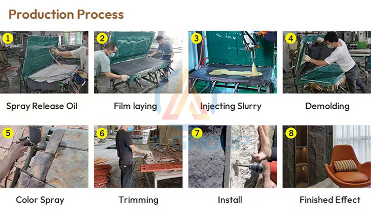 Black Mountain Rock Skin Plate Imitating Cultural Stone PU Mold